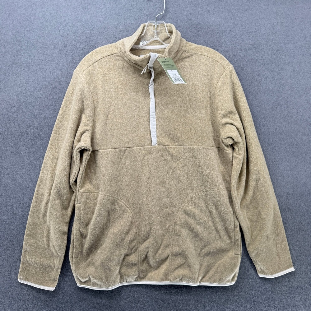 Goodfellow & Co Mens Small Tan Fleece Quarter Zip Pullover Sweatshirt Base Layer